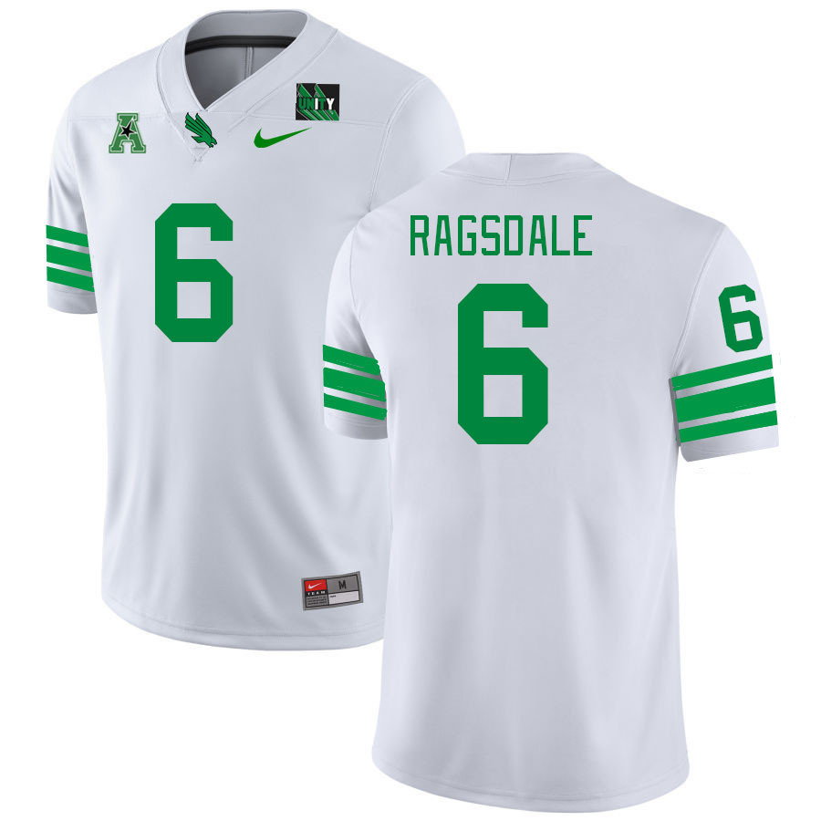 Men #6 Ikaika Ragsdale North Texas Mean Green 2023 College Football Jerseys Stitched-White